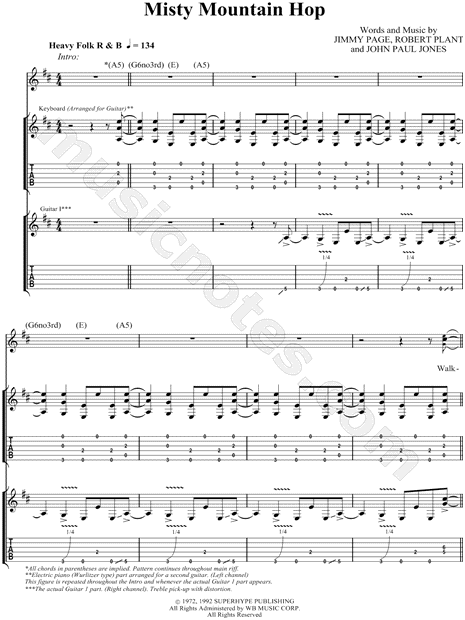 Misty Mountains Classical Guitar Tab